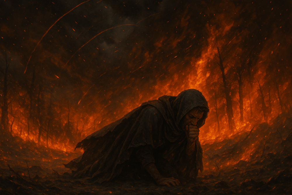 Caden fell to his knees, choking on the smoke from the inferno surrounding him.